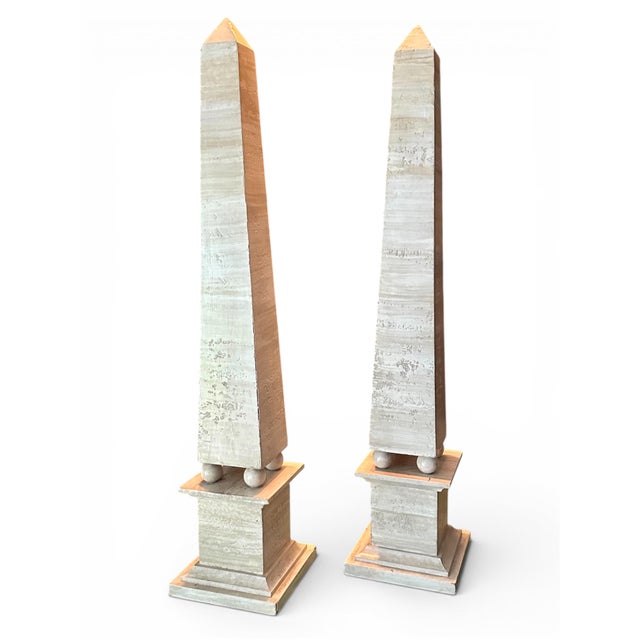 Pair Very Large Mid Century Architectural Painted Wood Obelisks. For Sale - Image 4 of 11