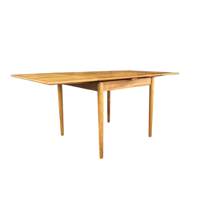 Goldenrod 1960s Danish Modern Teak Extendable Dining Table With 2 Leaves, Square Top & Tapered Legs For Sale - Image 8 of 15