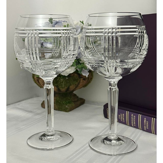 Transparent Vintage Birdbath Ralph Lauren Glen Plaid Goblets - A Pair For Sale - Image 8 of 10