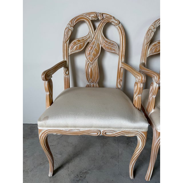 1980s Vintage Regency Faux Bois Palm Dining Chairs – A Pair For Sale - Image 5 of 12