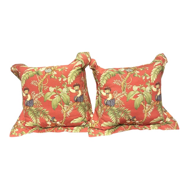 1980s Vintage P Kaufmann Copacabana Monkey Pillows - a Pair For Sale