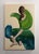 Contemporary By the Shore by Robyn Asquini | Oil on wood panel Woman seated with flowing green and blue fabric. For Sale - Image 3 of 3