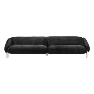 Flo Four-Seater Black Fabric Sofa by Lorenza Bozzoli For Sale