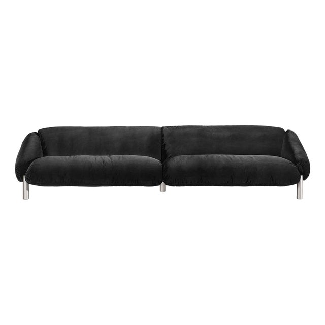 Flo Four-Seater Black Fabric Sofa by Lorenza Bozzoli For Sale