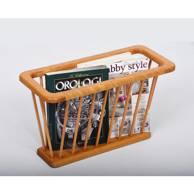 Mid-Century Danish Modern Solid Oak Rectangular Magazine Rack, 1970s For Sale - Image 18 of 18