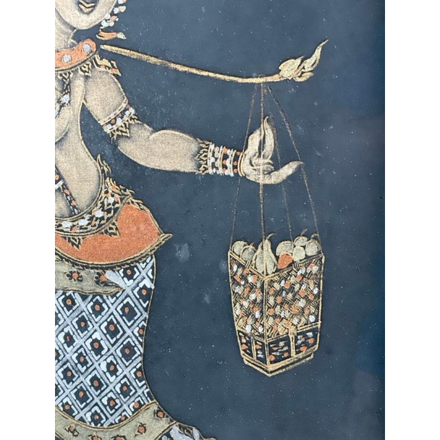 Early 20th Century Vintage Mid-Century Thai Mixed-Media Relief Art - Unknown Artist - Original Gallery Chemould Bombay Frame For Sale - Image 5 of 13