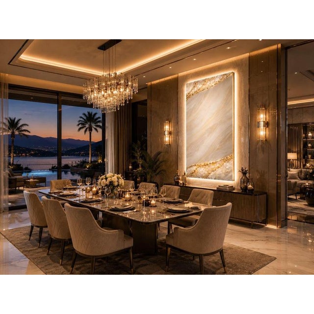 Quartz Line Illuminated Wall Art in Natural Quartz by Sev Art Gallery For Sale - Image 6 of 7