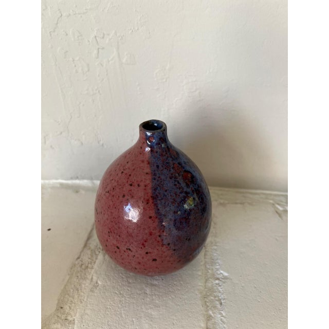 1970s 1970s Studio Pottery Bud Vase Weed Pot Lava Glaze Chop Marked For Sale - Image 5 of 14