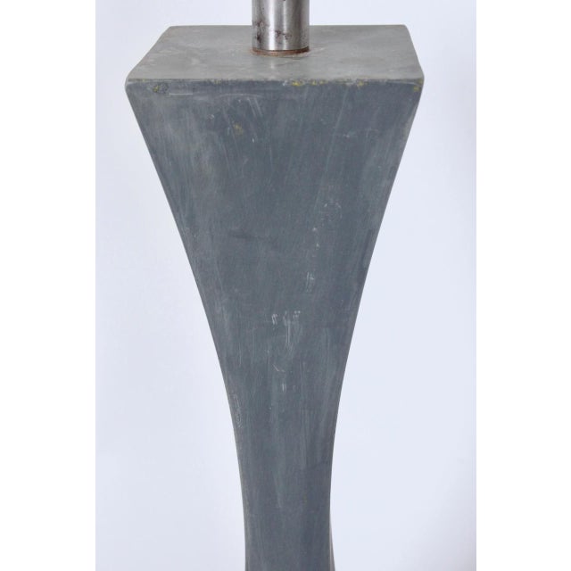Gray Mid 20th Century Mutual Sunset Lamp Co. Style Double Splayed Grey Cast Aluminum Table Lamp For Sale - Image 8 of 12