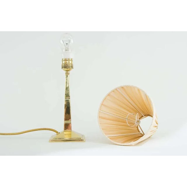 Gold Art Deco Table Lamp with Fabric Shade, Vienna, 1920s For Sale - Image 8 of 15