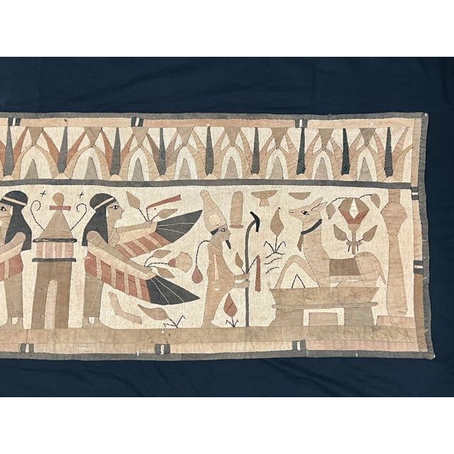 ITEM NAME: Vintage Hand Stitched Egyptian Quilt Wall Hanging Tapestry ORIGIN: Egypt AGES: Late 20th Century MATERIALS:...