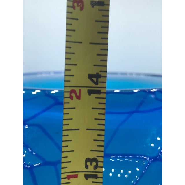 Glass Vintage 1980s Murano Style Hand Blown Threaded Art Glass Vase For Sale - Image 7 of 9