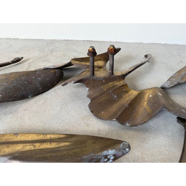 Vintage Flying Birds Brass Outdoor Wall Sculptures – Set of 5 For Sale - Image 12 of 12