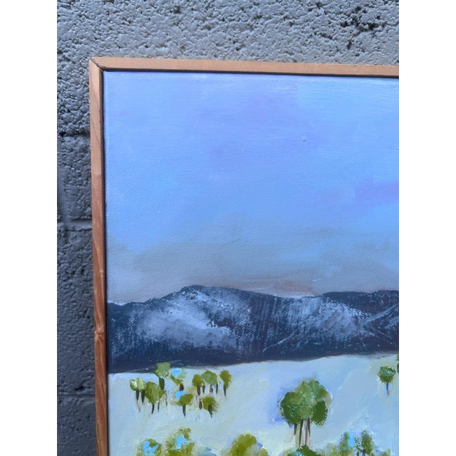 2010s Original Signed “Blue Landscape” Framed Oil Painting For Sale - Image 5 of 10