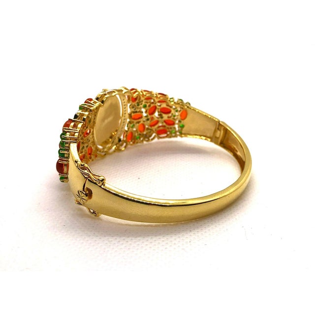 Bochic “Capri” Vintage Diamond, Black Opal & Tsevorite Bracelet Set In 18K & Silver For Sale - Image 4 of 10