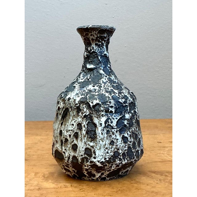 Vintage Black and White Textured Ceramic Vase For Sale - Image 14 of 14