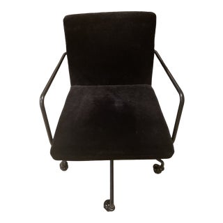 CB2 Black Velvet Office Chair For Sale