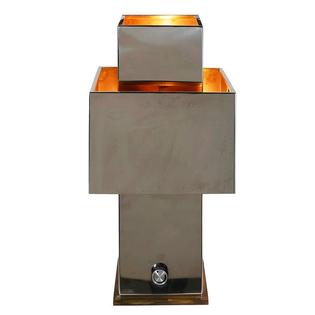 Copper Vintage Love Table Lamp in Stainless Steel and Brass, 1970s For Sale - Image 8 of 8