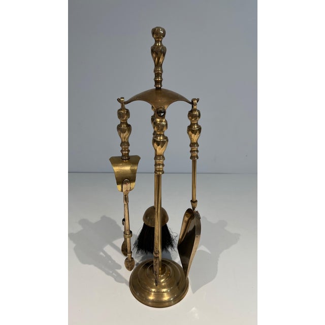 Neoclassical 1970s Neoclassical Style Brass Fireplace Tools For Sale - Image 3 of 12