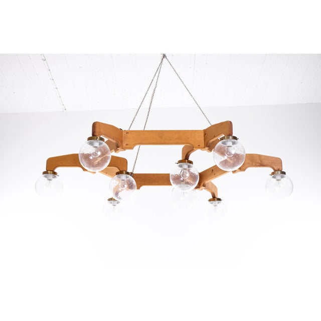 Swedish Ceiling Light in Pine, 1970s For Sale - Image 11 of 11