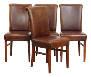 Dining Chairs in Sheepskin with Decorative Nail Finish, Set of 4