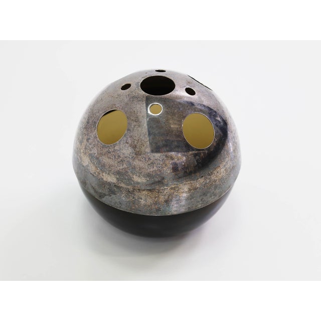 1960s Italian Space Age Silver-Plated Ball Vase in the style of Gio Ponti, 1968 For Sale - Image 5 of 5