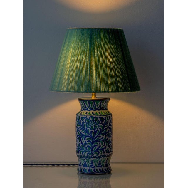 Contemporary Fajalauza Ceramic Table Lamp with Hand-Woven Merino Wool Lampshade by Amitabha Studio For Sale - Image 3 of 15