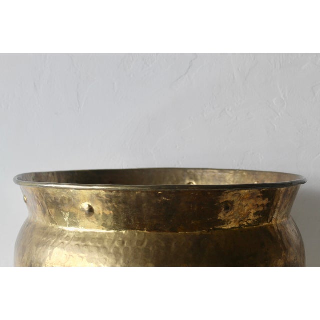 Vintage Extra Large Hammered Brass Planters Mid Century Indian Style For Sale - Image 4 of 13