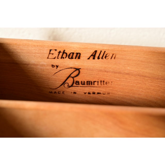 Ethan Allen American Colonial Solid Maple Breakfront Bookcase Cabinet, Circa 1960s For Sale - Image 10 of 18