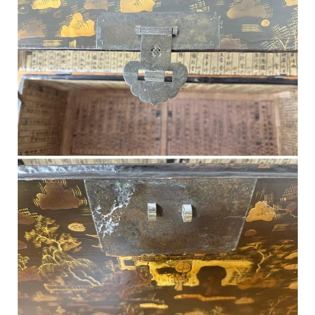 Early 20th Century Chinese Chinoiserie Lacquered Chest on Stand With Certificate of Antiquity For Sale - Image 13 of 14