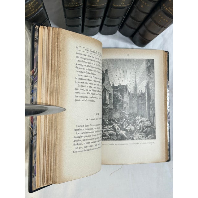 Late 19th Century Illustrated Leather Volumes, Ouvrages De Jules Verne ...
