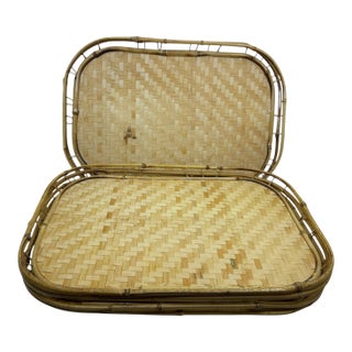 Vintage 1970s Bamboo Serving Trays -a Set of 6 For Sale