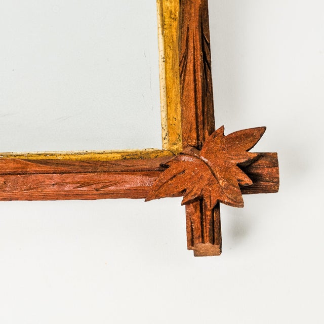 Folk Art Antique Folk Art Carved Wood Tramp Adirondack Gilt Mirror in Brown and Gold For Sale - Image 3 of 10