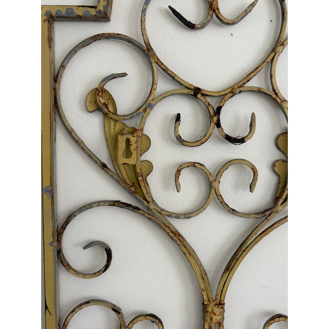 Vintage 36" Wrought Iron Scroll Wall Panel With Cast Leaf Accents For Sale - Image 15 of 17
