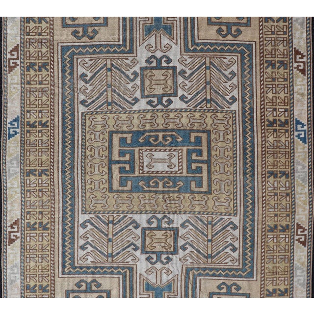 Vintage Turkish Medallion Oushak Rug in Blue, Mocha, and Taupe 3'5"x5'6" For Sale - Image 4 of 10