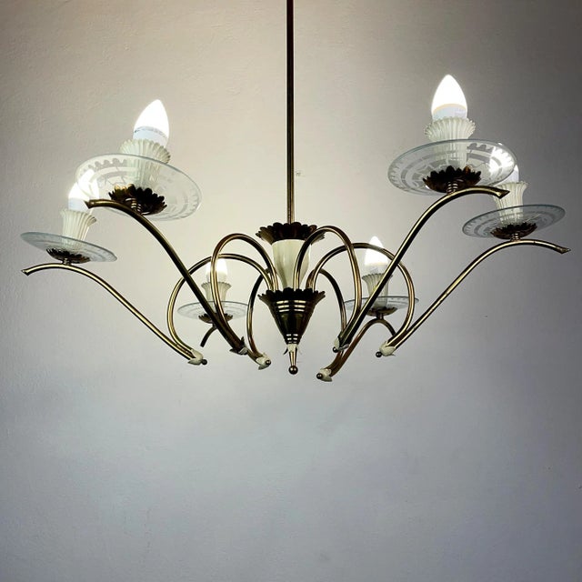 Brown Mid-Century Spider Chandelier by Pietro Chiesa for Fontana Arte, Italy, 1940s For Sale - Image 8 of 13