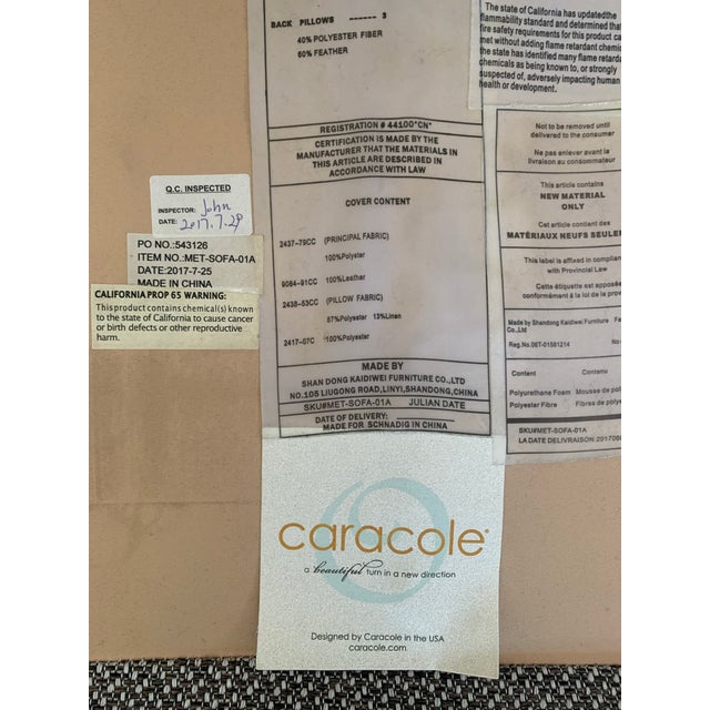 2010s Contemporary Modern Designer Gray Leather & Woven Sofa – Caracole For Sale - Image 5 of 7