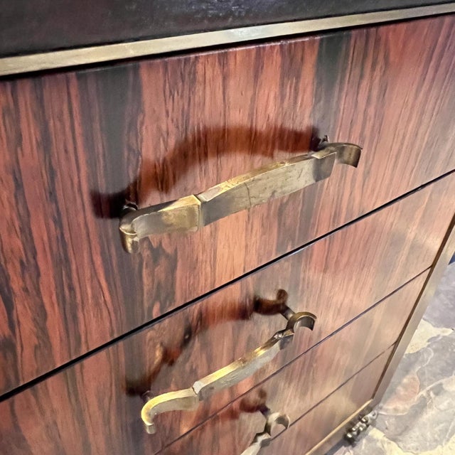 Wood 1950s Custom Pani Credenza Dresser Rosewood Goldleaf Bronze Mexico City For Sale - Image 7 of 12