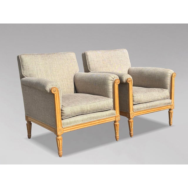 Antique French Louis XVI Lounge Chairs, 1880, Set of 2 For Sale - Image 10 of 12