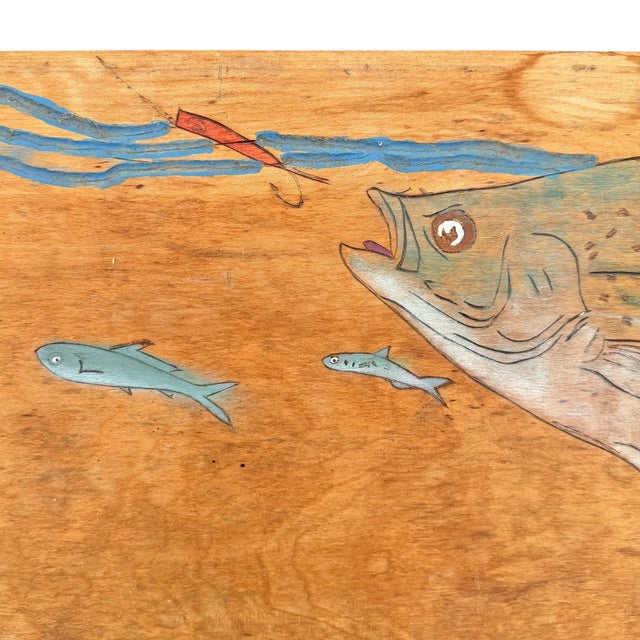 Vintage American Maple Bench With Carved and Painted Fish For Sale - Image 13 of 14