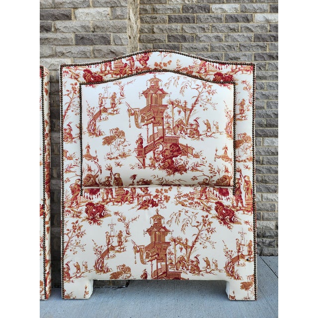 Chinoiserie Style Upholstered Twin HeadboardsA Pair Chairish