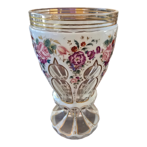 Antique Bohemian Glass Moser Overlay Spa Goblet
