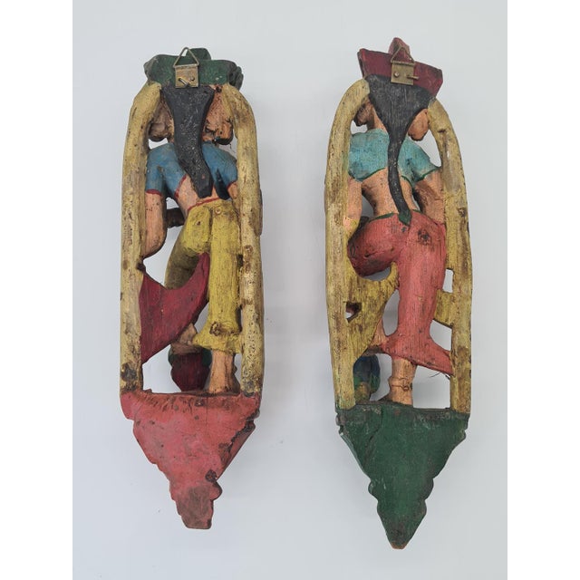 Antique Balinese Figures in Polychrome Wood, 1890s, Set of 2 For Sale - Image 10 of 11