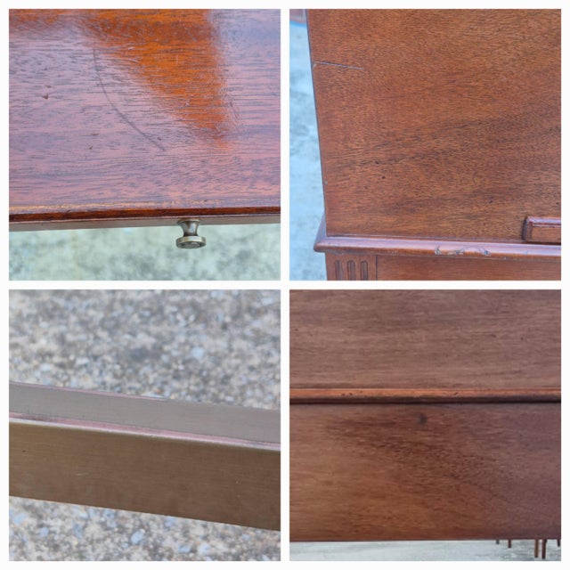 1990s Lexington Palmer Home Mahogany Slant Front Leather Top Architect Drafting Table Standing Desk For Sale - Image 10 of 11