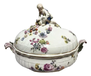 Meissen Porcelain Soup Bowl with Flower Decor, 1755