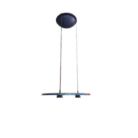 A rare and striking pair of “Aurora” pendant lights designed by Perry King and Santiago Miranda for Arteluce, Italy,...