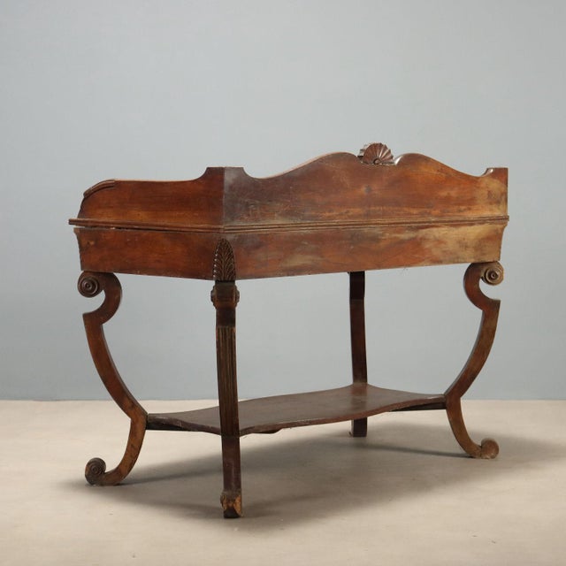 Italian Empire Desk in Walnut with Marble Top For Sale - Image 11 of 12