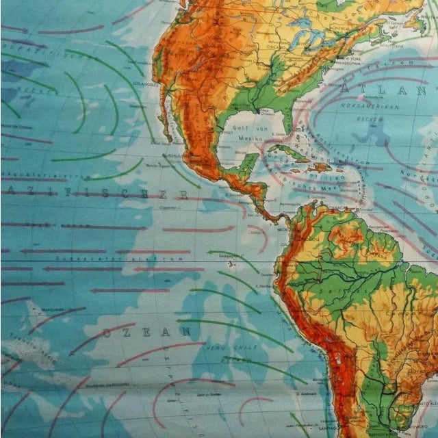 Vintage Mural World Map, 1970s For Sale - Image 3 of 7