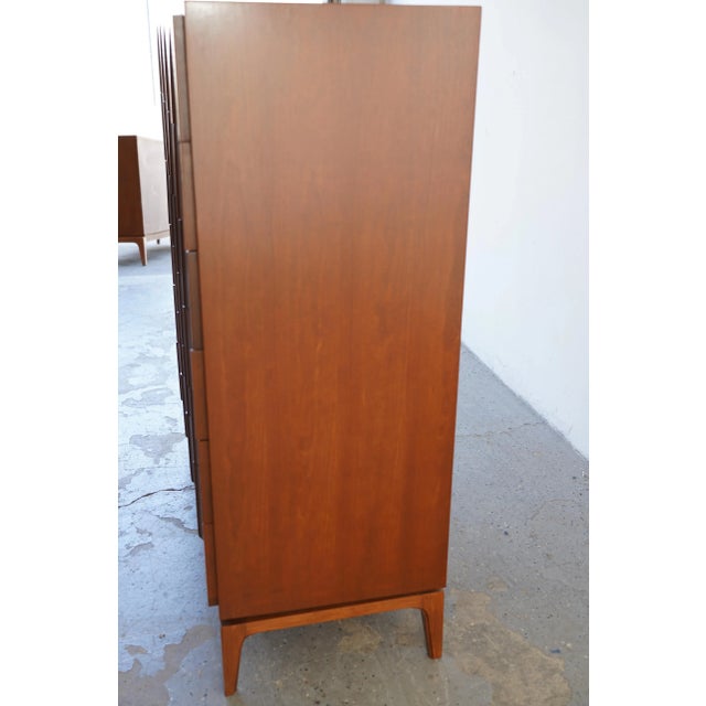 1960s Mid Century Thomasville Sculptural Tall Dresser Walnut & Olive Burl For Sale - Image 9 of 10