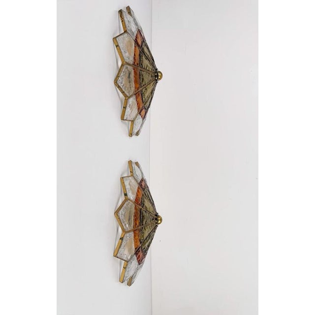 Vintage Hammered Glass and Wrought Iron Wall Lights by Longobard, 1970s, Set of 2 For Sale - Image 12 of 18
